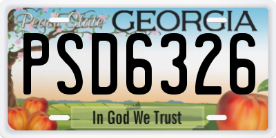 GA license plate PSD6326