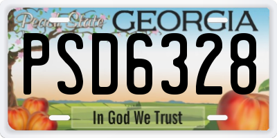 GA license plate PSD6328