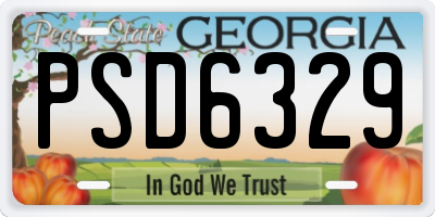 GA license plate PSD6329