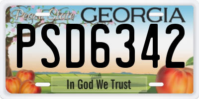 GA license plate PSD6342