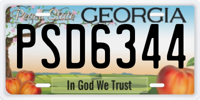 GA license plate PSD6344