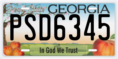 GA license plate PSD6345