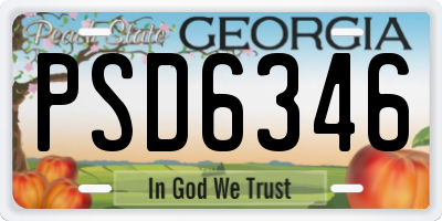 GA license plate PSD6346