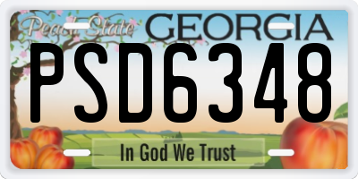 GA license plate PSD6348