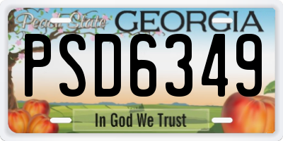 GA license plate PSD6349