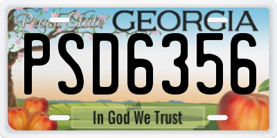 GA license plate PSD6356