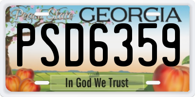 GA license plate PSD6359