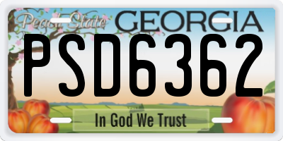 GA license plate PSD6362