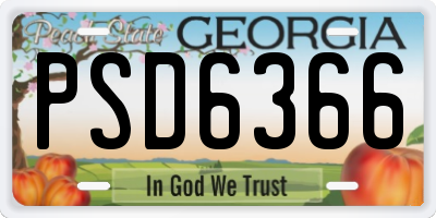 GA license plate PSD6366