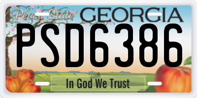 GA license plate PSD6386