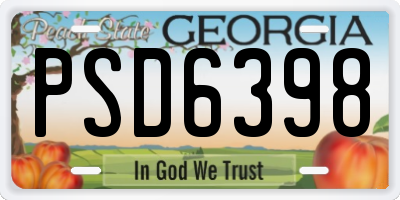 GA license plate PSD6398
