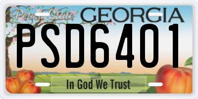 GA license plate PSD6401