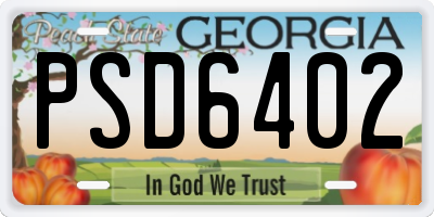 GA license plate PSD6402