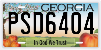 GA license plate PSD6404