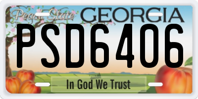 GA license plate PSD6406