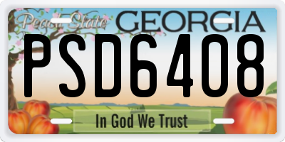 GA license plate PSD6408