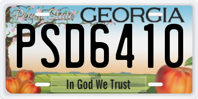 GA license plate PSD6410