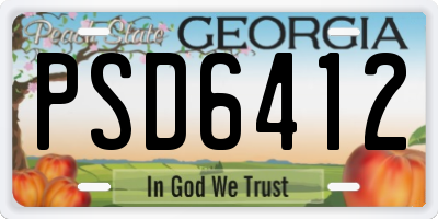 GA license plate PSD6412