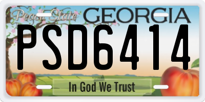 GA license plate PSD6414
