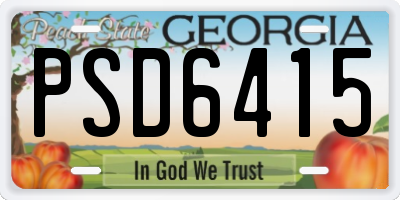 GA license plate PSD6415