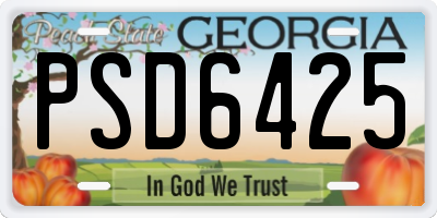 GA license plate PSD6425