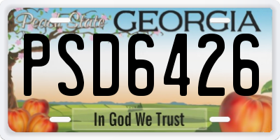 GA license plate PSD6426