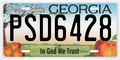 GA license plate PSD6428
