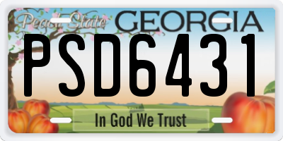 GA license plate PSD6431