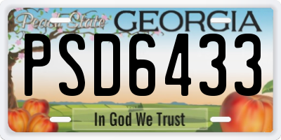 GA license plate PSD6433