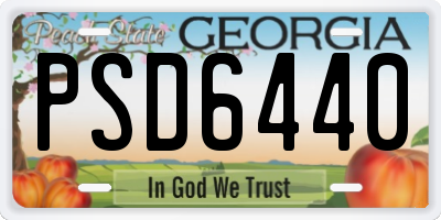 GA license plate PSD6440