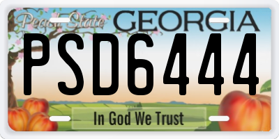 GA license plate PSD6444