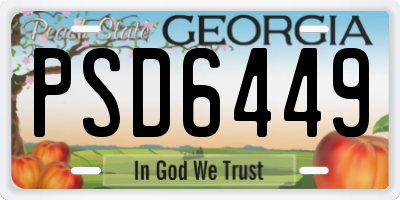GA license plate PSD6449
