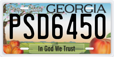 GA license plate PSD6450