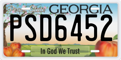 GA license plate PSD6452