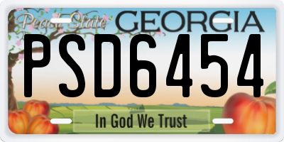 GA license plate PSD6454