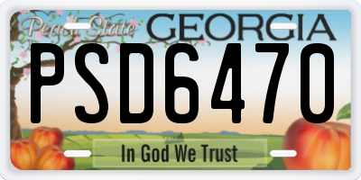 GA license plate PSD6470