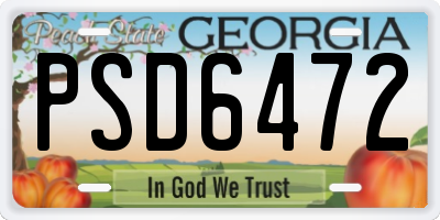 GA license plate PSD6472