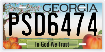 GA license plate PSD6474