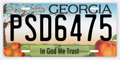 GA license plate PSD6475