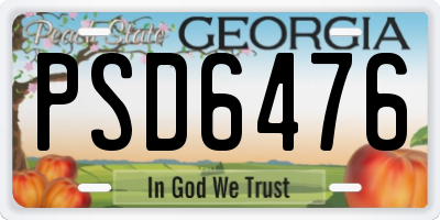 GA license plate PSD6476