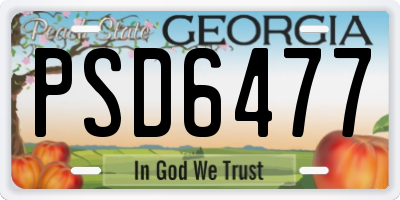 GA license plate PSD6477