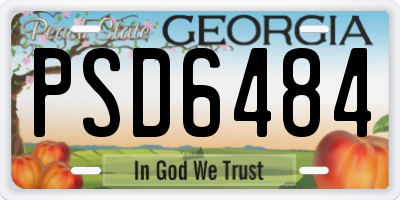 GA license plate PSD6484