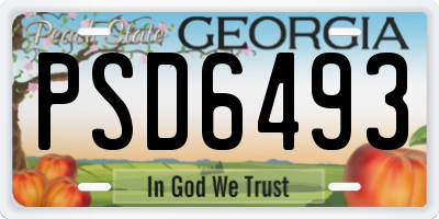 GA license plate PSD6493