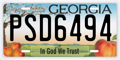 GA license plate PSD6494