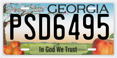 GA license plate PSD6495
