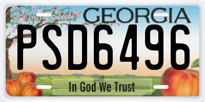 GA license plate PSD6496