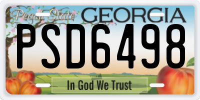 GA license plate PSD6498