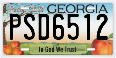 GA license plate PSD6512