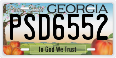 GA license plate PSD6552