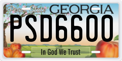 GA license plate PSD6600